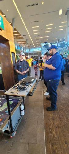 Jason talks with judges at NC