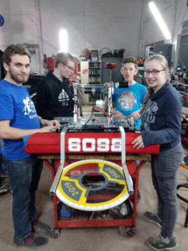 2019 team members with their robot.