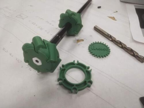 3D printed mecanum wheel for our intake system.  These are printed as one piece from a design shared by another FRC team.