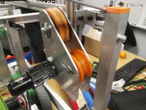 Detail of the pipe bending system that is part of our 2020 climb mechanism.